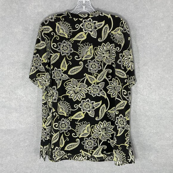 Catherines Top‎ Women 16 W Button Up Floral Short Sleeves V-Neck Casual Travel - Picture 2 of 11